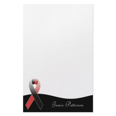 Black & Red Ribbon Awareness Personal Stationery by mrssocolov2