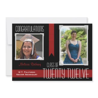 Black & Red Ribbons Graduation Announcement