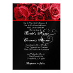 Black Red Rose Bouquet Wedding Metallic Paper invitations