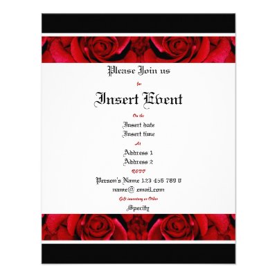 Black red rose elegant party invite