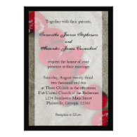Black/ Red Rose Petals Beach Wedding Invitations