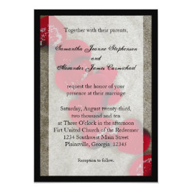 Black/ Red Rose Petals Beach Wedding Invitations 5