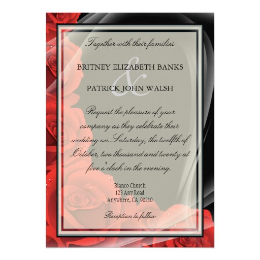 Black & Red Rose Wedding Invitations
