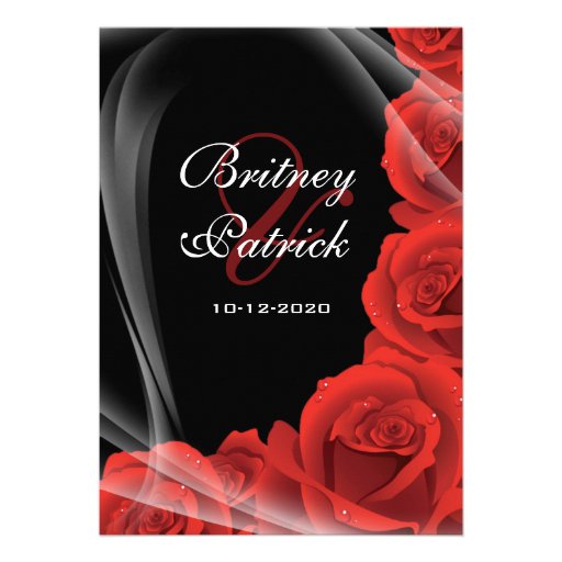 Black & Red Rose Wedding Invitations