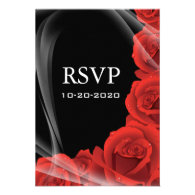 Black & Red Rose Wedding RSVP Response Cards Custom Invitation