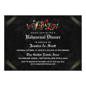 Black & Red Roses Gothic Wedding Rehearsal Invite by juliea2010 at Zazzle