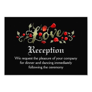 Black & Red Roses Love Matching Wedding Reception 3.5x5 Paper Invitation Card by juliea2010 at Zazzle