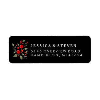 Black & Red Roses Matching Wedding Address Label