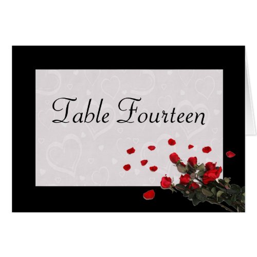 Black & Red Roses - Wedding table number cards card