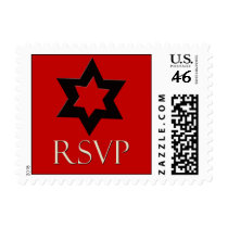 Black & Red RSVP Small Postage Stamp