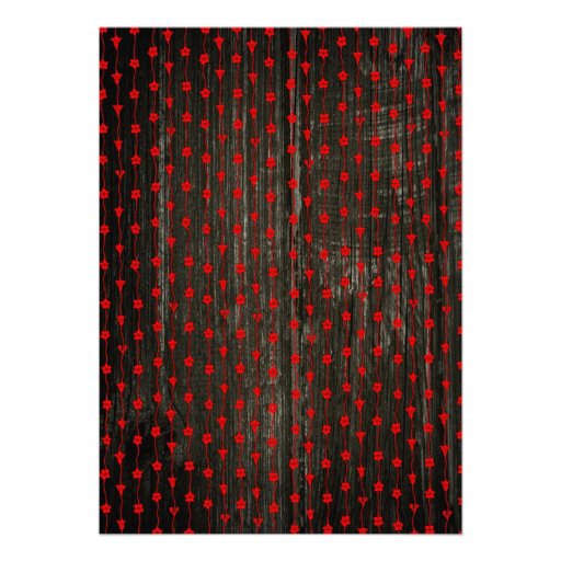 Black Red Rustic Country Bridal Shower Invitations