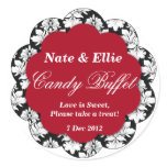 Black &amp; red Scallop Damask Candy Buffet Sticker