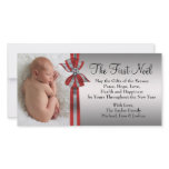 Black Red Silver Baby's First Christmas Photo Card