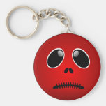 Black & Red Smiley Face, Stitched Frown Keychains