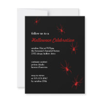 Black red spiders Halloween modern goth invitation by FidesDesign Black red spiders Halloween modern goth invitation