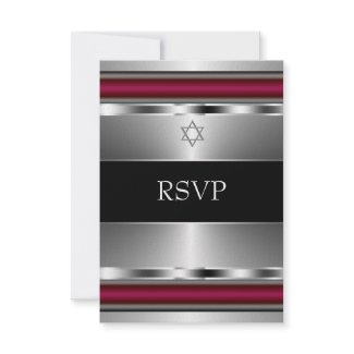 Black Red Star of David Bar Mitzvah RSVP invitation