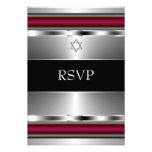 Black Red Star of David Bar Mitzvah RSVP Custom Invites