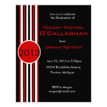 Black & Red Striped Graduation Party Invitation