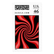 Black & Red Swirl Postage Stamp
