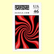 Black & Red Swirl Postage Stamp