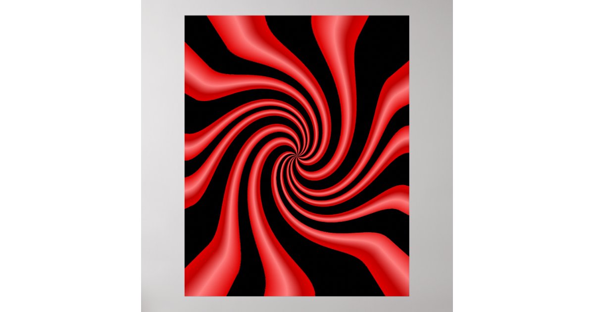 Black & Red Swirl Poster Zazzle