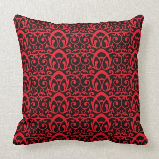 Black & Red Tile Design Throw Pillow