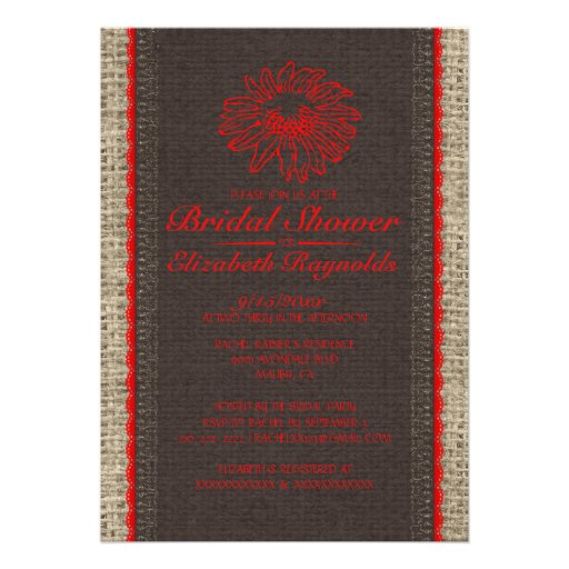 Black & Red Vintage Lace Bridal Shower Invitations