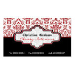 Black red white damask interiors business card business cards