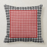 Black, red, White Geometric  Pattern  Throw Pillow