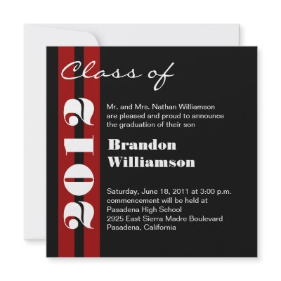 Black Red White Graduation - Change to Any Year Custom Invites by JaclinArt