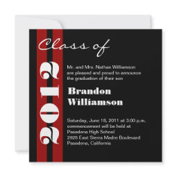 Black Red White Graduation - Change to Any Year invitation