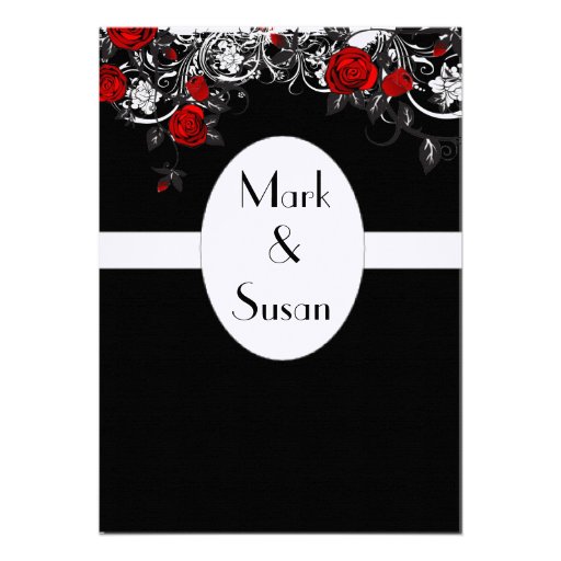 Black Red White Rose Wedding Invitation