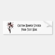 Black Red & White Swirly Flower by Naomi Bumper Sticker
