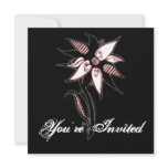 Black Red & White Swirly Flower by Naomi Personalized Announcements