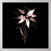 Black Red & White Swirly Flower by Naomi Posters