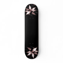 Black Red & White Swirly Flower by Naomi Skateboards