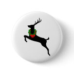 Black Rein Deer With Christmas Wreath Pin