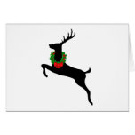 Black Rein Deer With Christmas Wreath Greeting Card