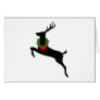 Black Rein Deer With Christmas Wreath Greeting Card