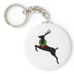 Black Rein Deer With Christmas Wreath Key Chain