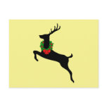 Black Rein Deer With Christmas Wreath Postcard