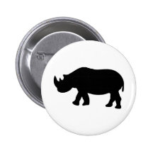 black rhino rhinoceros  illustration pinback buttons