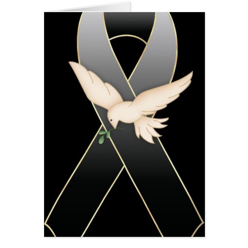 Black Ribbon w Dove Awareness Blank Greeting Card Zazzle