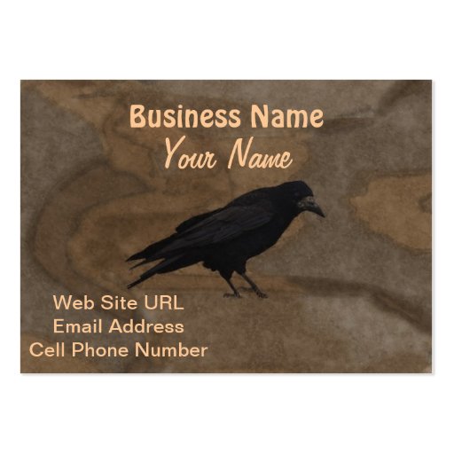 Black Rook British Corvid and Rustic Background Business Cards (front side)