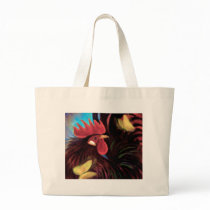 Black Rooster Butterflies Painting Art - Multi Canvas Bags