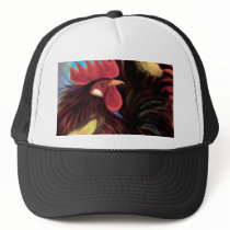 Black Rooster Butterflies Painting Art - Multi Trucker Hat