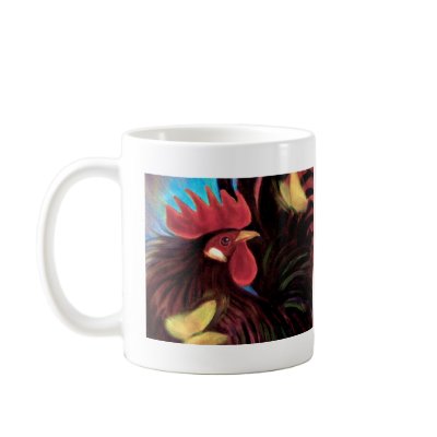 Black Rooster Butterflies Painting Art - Multi Mug by JUDERM