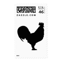 black rooster icon postage stamp