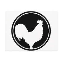 black rooster icon postcards