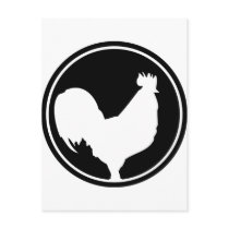 black rooster icon postcards